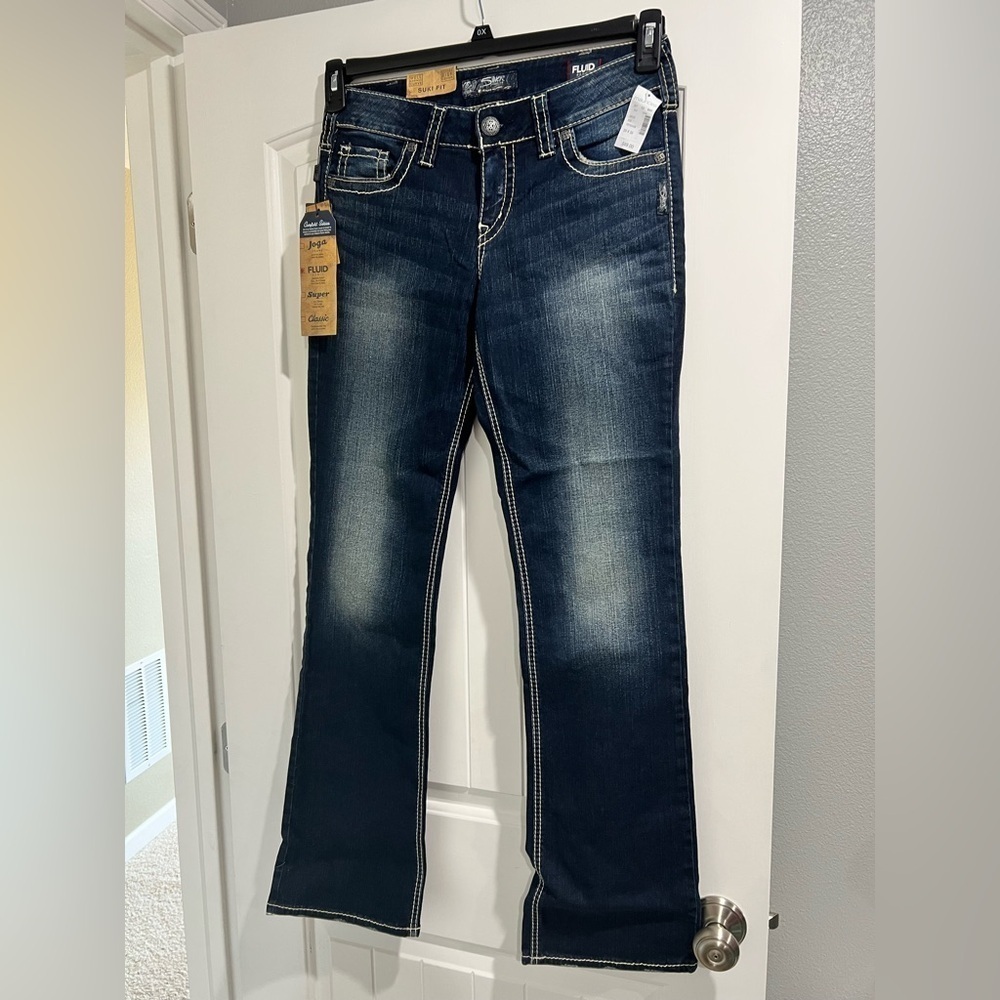 NEW NWT suki mid slim boot silver Jeans 30/33 30x33
